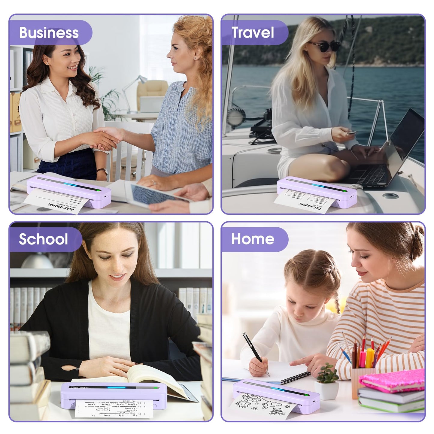 Phomemo Portable Printers Wireless for Travel, Inkless Thermal Printer, M832 Compact Bluetooth Printer for Phone Laptop, Small Mobile Printer Support 8.5''x11''/A4/4.33''/3.15''/2.08'' Thermal Paper