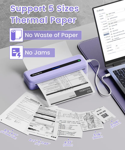 Phomemo Bluetooth Portable Printer, 8.5'' x 11'' Portable Printers Wireless for Travel, M832 Thermal Printer Compatible with Phone, Laptop, Inkless Mobile Printer for Home, Office, School,with 1 Case