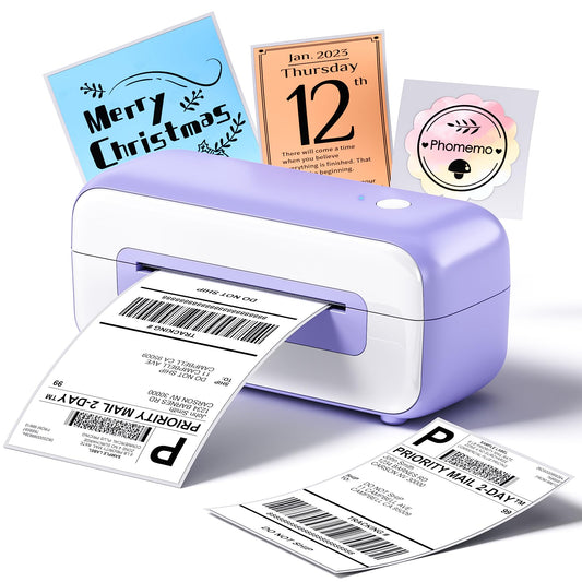 Phomemo Thermal Label Printer USB,PM246S Shipping Label Printer 4x6, Address Postage Label Printer for Small Business, Compatible with Amazon,eBay,Shopify,Etsy,FedEx,UPS(Purple