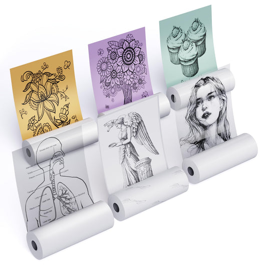 Phomemo Printer Paper Set of 6 Adhesive, Clear, White, Green, Purple and Orange, Printer Paper for Phomemo M02 M02S M02 Pro M03